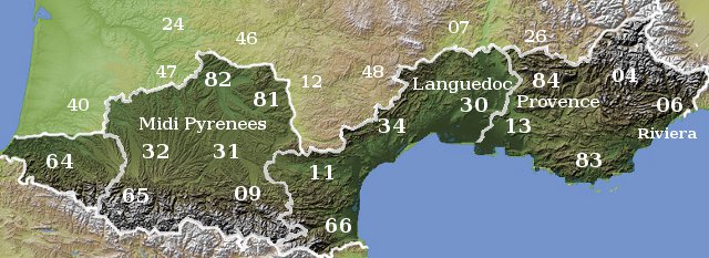 Departments of the south of France