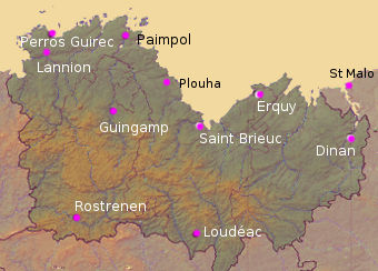 Map of Cotes d'Armor