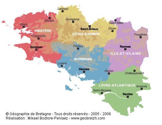 Maps Of Brittany   Bretagne Departements2 Fr 