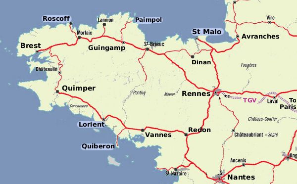 Brittany rail map