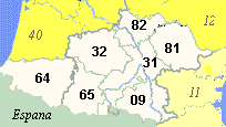 The departments of Normandy and Mayenne