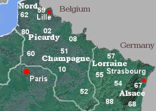 Map Of North East France Bed And Breakfast, B&B In Northern & Eastern France